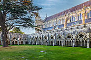 Best Castle Painting Of Salisbury Cathedral Garden and Cloisters