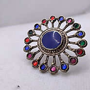 Afghan Massive Ring With Multicolor Glass Stones – Vintarust