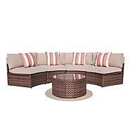 Halo 5-pc. Outdoor Half-Moon Sectional Set, Curved Patio Sofas