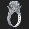 1.37 ctw. Small Hand Engraved Blooming Beauty Engagement Ring - bbr434en-s