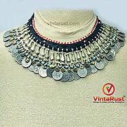 Afghan Choker Necklace With Beads and Coins – Vintarust