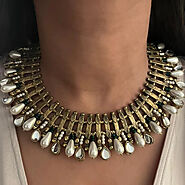 Afghan Metal Choker Necklace With Pearls – Vintarust