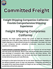 Freight Shipping Companies California–Provide Comprehensive Shipping Experience