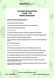Percentage Worksheet for Class 7