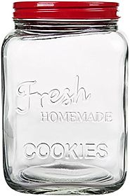 Classic Glass Cookie Jar with Red Lid, 94 oz Capacity