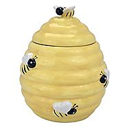 MyGift® Decorative Yellow Beehive Design Ceramic Cookie Jar w/ Bee Handle Lid