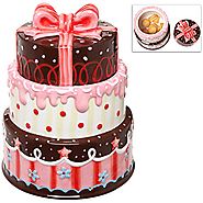 Gourmet 3 Layer Cake Design Ceramic Cookie / Biscuit / Snack Storage Jar Canister with Lid - MyGift®