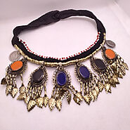 Afghan Tribal Choker Necklace With Stones and Dangling Tassels – Vintarust