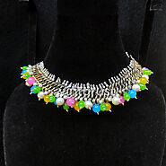 Vintage Statement Choker Necklace With Multicolor Beads – Vintarust