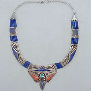 Blue Nepalese Stones Tribal Choker Necklace, Handmade Choker Necklace – Vintarust