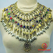 Massive Vintage Choker Necklace With Multicolor Glass Stones – Vintarust