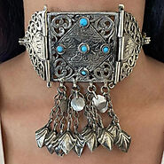 Antique Vintage German Silver Choker With Turquoise Beads – Vintarust
