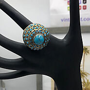 Afghan Turquoise Beads and stone Kuchi Ring – Vintarust