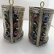 Afghan Cuff Inlaid With Multicolor Glass Stones – Vintarust