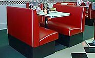 Find real metal banding with a chrome column base with our Diner tables and chairs 