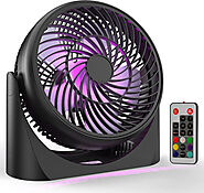 Panergy® USB Desk Fan,8 inch Table Fan with Remote,Portable Desktop Air Circulator with RGB Mood Light,3 Speeds & 3 T...