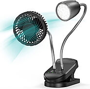 Panergy Clip Fan with LED Light, 4000mAh Rechargeable Battery Powered, Powerful & Quiet Airflow, Ultra Bright LED Lam...