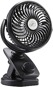 F170 Clip On Fan - Auto Rotation Personal Fan - 5000 mAh Battery Operated Fan, USB Desk Fan Stepless Speeds Control, ...