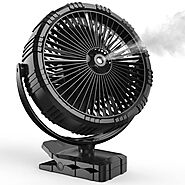 8 Inch Misting Fan with Clip, 10000mAh Rechargeable Battery Powered, Personal Air Cooling Fan, 3 Speeds & 360° Rotata...