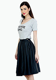 Bad Girl Black Leather Midi Skirt