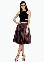 Magic Marsala Leather Midi Skirt