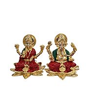 Perfect gift for Diwali for your loved ones - Lakshmi and Ganesha gold plated 5 inch Statue | Krishna Collections Canada
