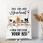First They Steal Your Heart Then They Steal Your Bed Fleece Blanket for Dog Lover
