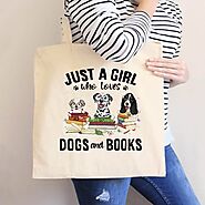 Personalized Canvas Tote Bag Just A Girl Who Loves Dogs And Books