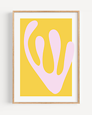 The Arte - Colourful Modern Wall Art Prints | Pink Leaf On Yellow