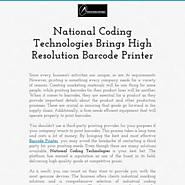 National Coding Technologies Brings High Resolution Barcode Printer