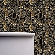 Geometric Art Deco Black Gold Wallpaper, Monochrome Embossed Wallpaper, Removable Peel Stick Wallpaper, Tapete Papier...