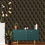 Art Deco Black Gold Geometric Wallpaper, Traditional Non woven or Removable Peel Stick Wallpaper, Papier Peint Tapete...