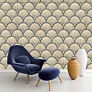 Geometric Art Deco Grey beige Wallpaper, Monochrome Embossed Wallpaper, Removable Peel Stick Wallpaper, Tapete Papier...