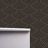 Geometric Art Deco Black Golden Wallpaper, Monochrome Embossed Wallpaper, Removable Peel Stick Wallpaper, Tapete Papi...