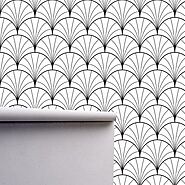 Geometric Art Deco White Black Wallpaper, Monochrome Embossed Wallpaper, Removable Peel Stick Wallpaper, Tapete Papie...