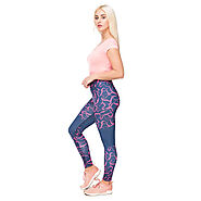 Buy Blue Pink Swirl Custom Print Leggings at Very Affordable Price .