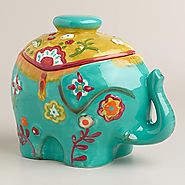 Royal Indian Elephant Ceramic Cookie Jar
