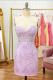 Lavender Appliqued Sheer Corset Short Tight Prom Dresses P620 – promboutiqueonline