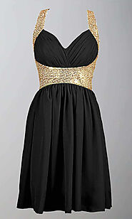 Black and Gold Sequin Short Prom Graduation Dresses with Straps KSP380 – promboutiqueonline