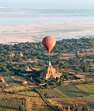 Float on a hot air balloon in Bagan