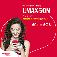 Đăng Ký Gói UMAX50N Viettel KM 5GB, xem được Youtube, Facebook