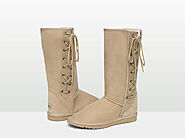 Adult's Lace Up Tall Sheepskin Boot | Sand