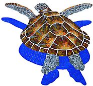 Loggerhead Turtle Glass Swimming Pool Mosaic | Glass Mosaic Pool Tiles – ceramicmosaicart.com