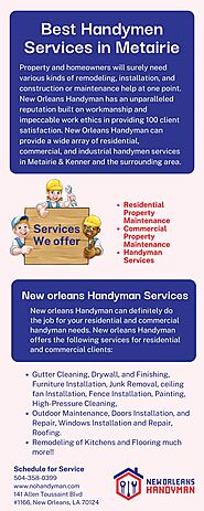 Best Handymen Services in Metairie by New Orleans Handyman, LLC.