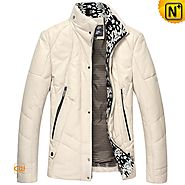 Mens Leather Jacket Down Filled CW846029 - cwmalls.com