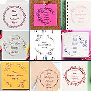 Classic Rubber Stamp, Flower Border and Custom Text Ink Stamp