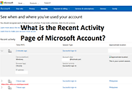 What is the Recent Activity Page of Microsoft Account? - office.com/setup