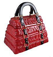 Red Pleated Handbag Cookie Jar