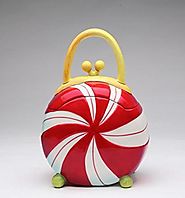 8.75 inch Round Peppermint Candy Shaped Purse Collectible Cookie Jar