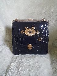 Handbag Purse Cookie Jar Navy and Gold